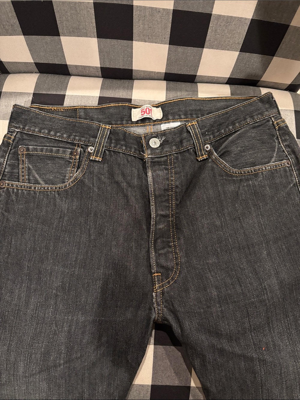 Levi's Men's Straight Jeans in Black with Contrast Stitching *buttonfly*